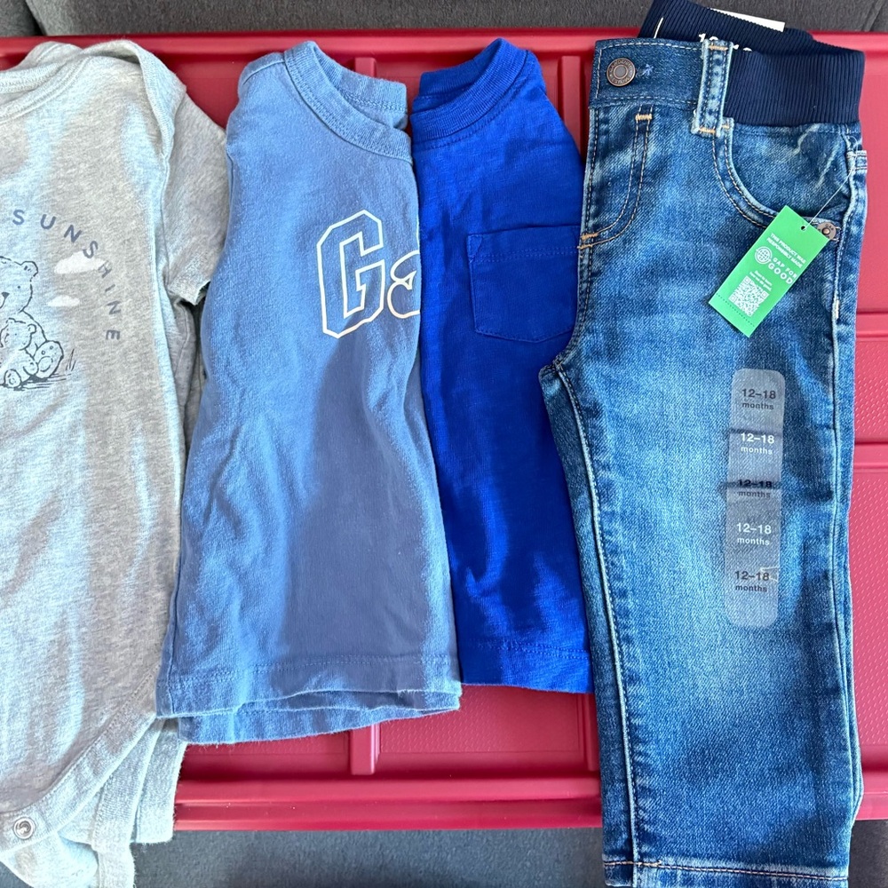Baby GAP Blue Graphic T-Shirt and paints